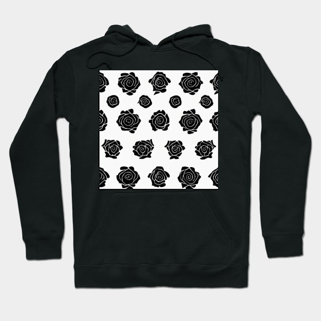 Black Roses Pattern Hoodie by TrapperWeasel